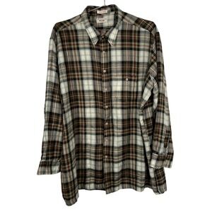 Vintage Plaid Brown‎ Button Down Shirt Arrow Fireside Acrylic 2XLT Tall Flannel